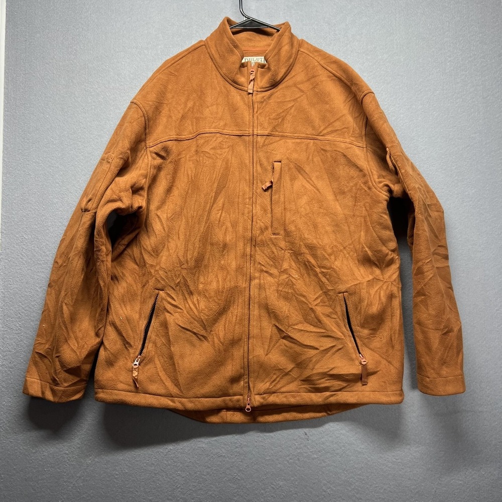 Duluth Trading Co Jacket Mens XLT Orange Fleece Windbreaker Full Zip Pockets